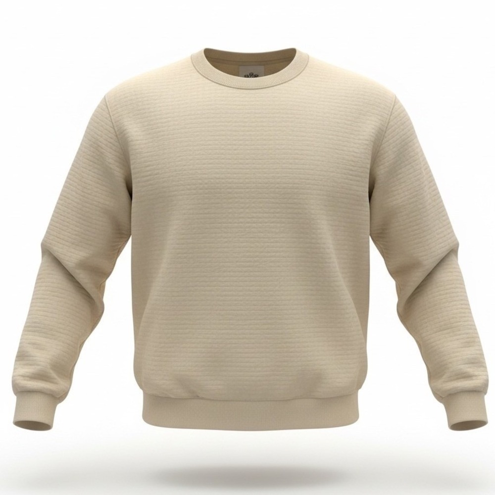 Obermeyer‎ Explorer Tech Crew Sweatshirt Men 2XL XXL Beige Quilted Textured